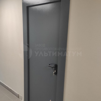 одностворчатая металлическая противопожарная дверь в офисном помещении